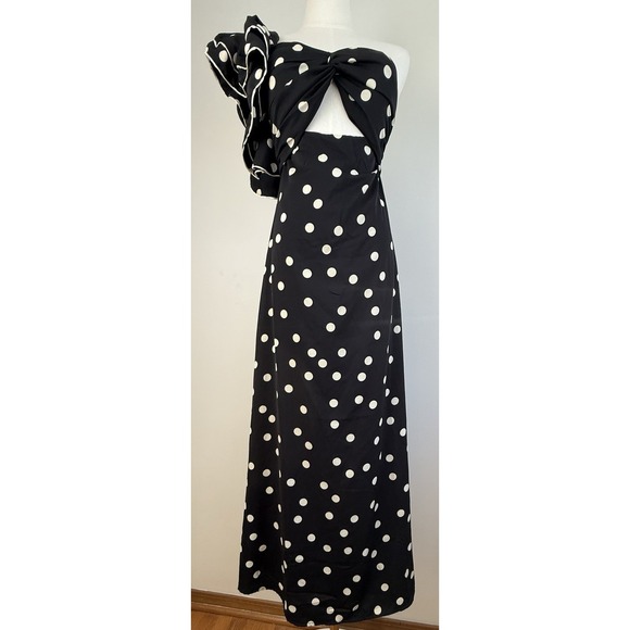 Mable Polka Dot Ruffle One Shoulder Maxi Dress Small Style #MD443 NWT ***FLAW*** - Picture 7 of 14
